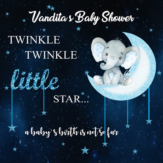 Personalize Twinkle Twinkle Little Star Birthday Backdrop Banner
