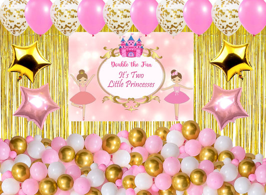 Twins Girls Theme Birthday Party Complete Decoration Kit