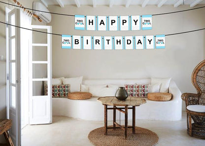 Personalized Two Cool Boys Banner For Birthday Decoration I Happy Birthday Banner