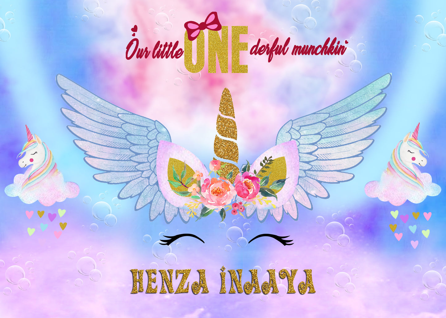 Personalize Unicorn Birthday Backdrop Banner