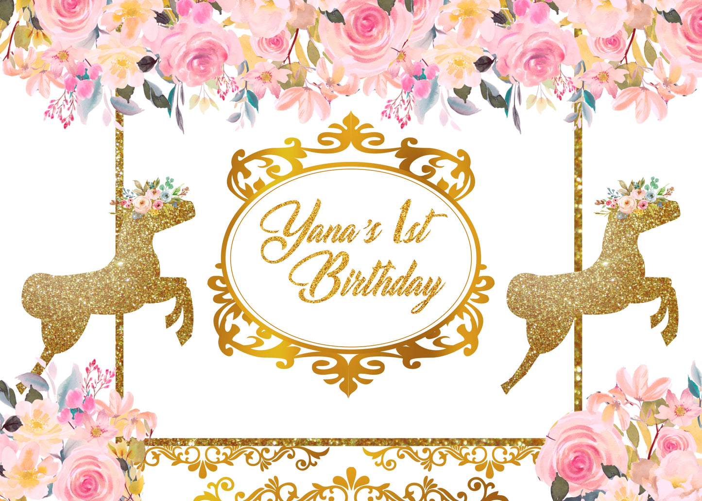 Personalize Princess Birthday Backdrop Banner
