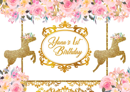 Personalize Princess Birthday Backdrop Banner