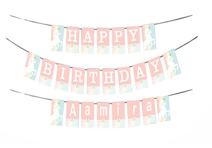 Personalized Unicorn -Girls Banner For Birthday Decoration I Happy Birthday Banner