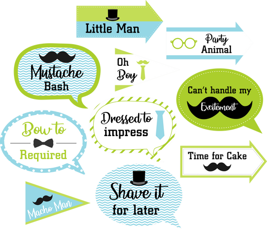 Little Man Theme Birthday Party Photo Booth Props Kit