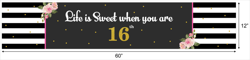 16th Birthday Long Banner for Decoration