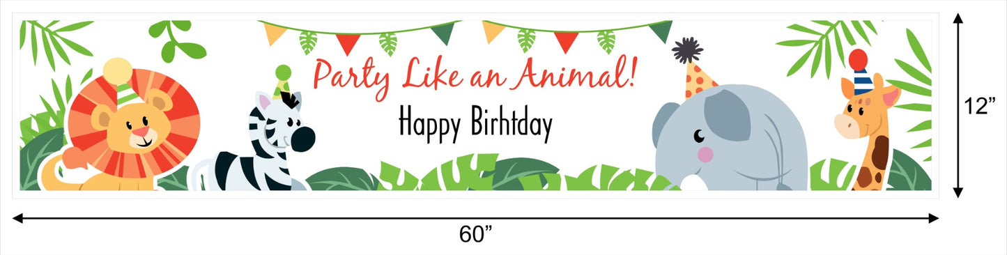 Jungle Theme Birthday Long Banner for Decoration