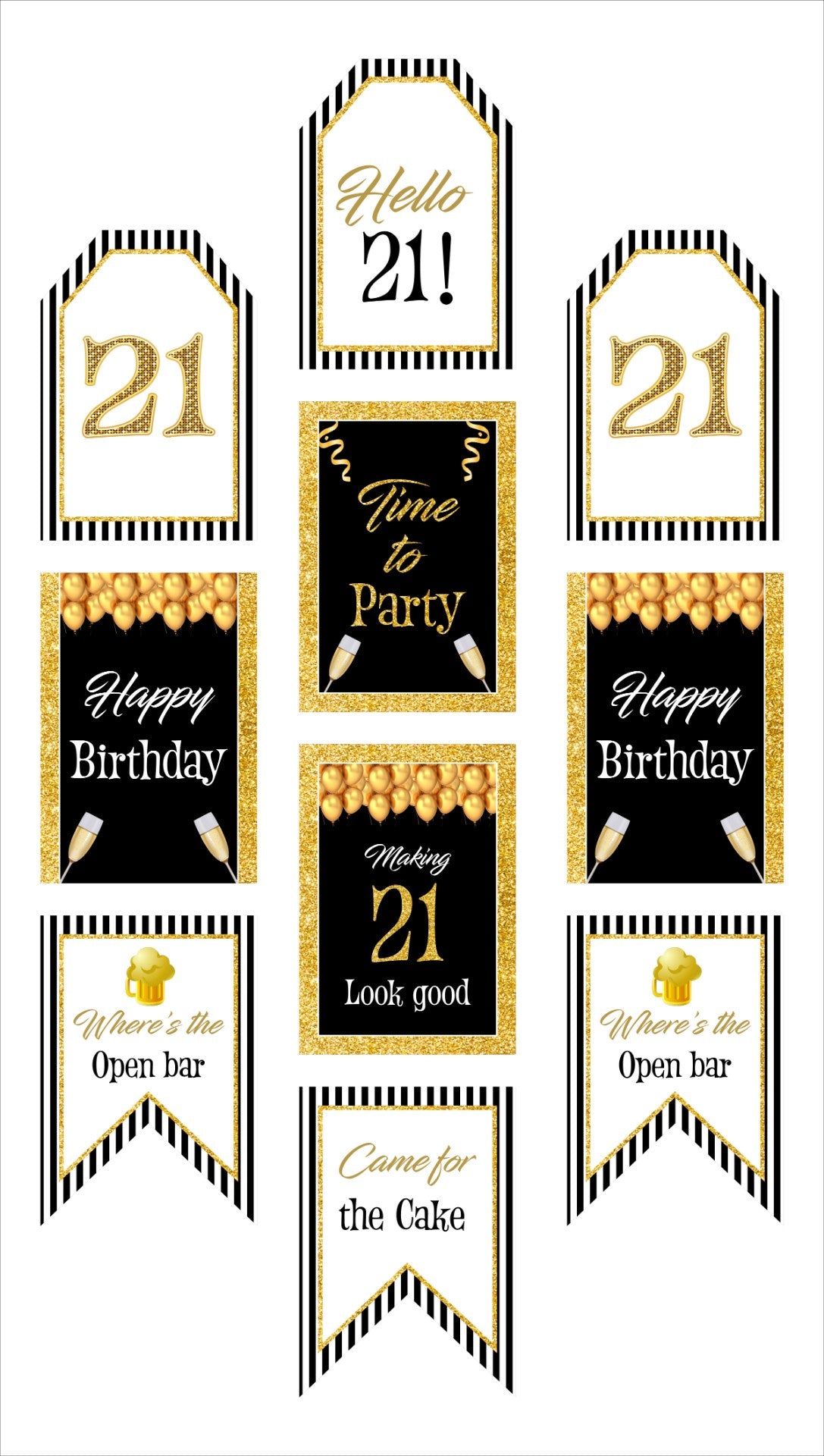 21st Birthday Paper Door Banner for Wall Decoration 