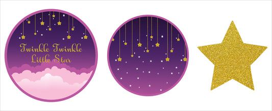Twinkle Twinkle Little Star Theme Birthday Party Cupcake Toppers for Decoration