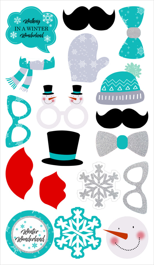 Winter Wonderland Theme Birthday Party Photo Booth Props Kit