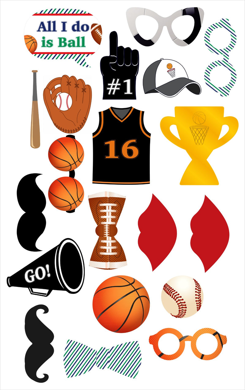 Sports  Theme Birthday Party Photo Booth Props Kit