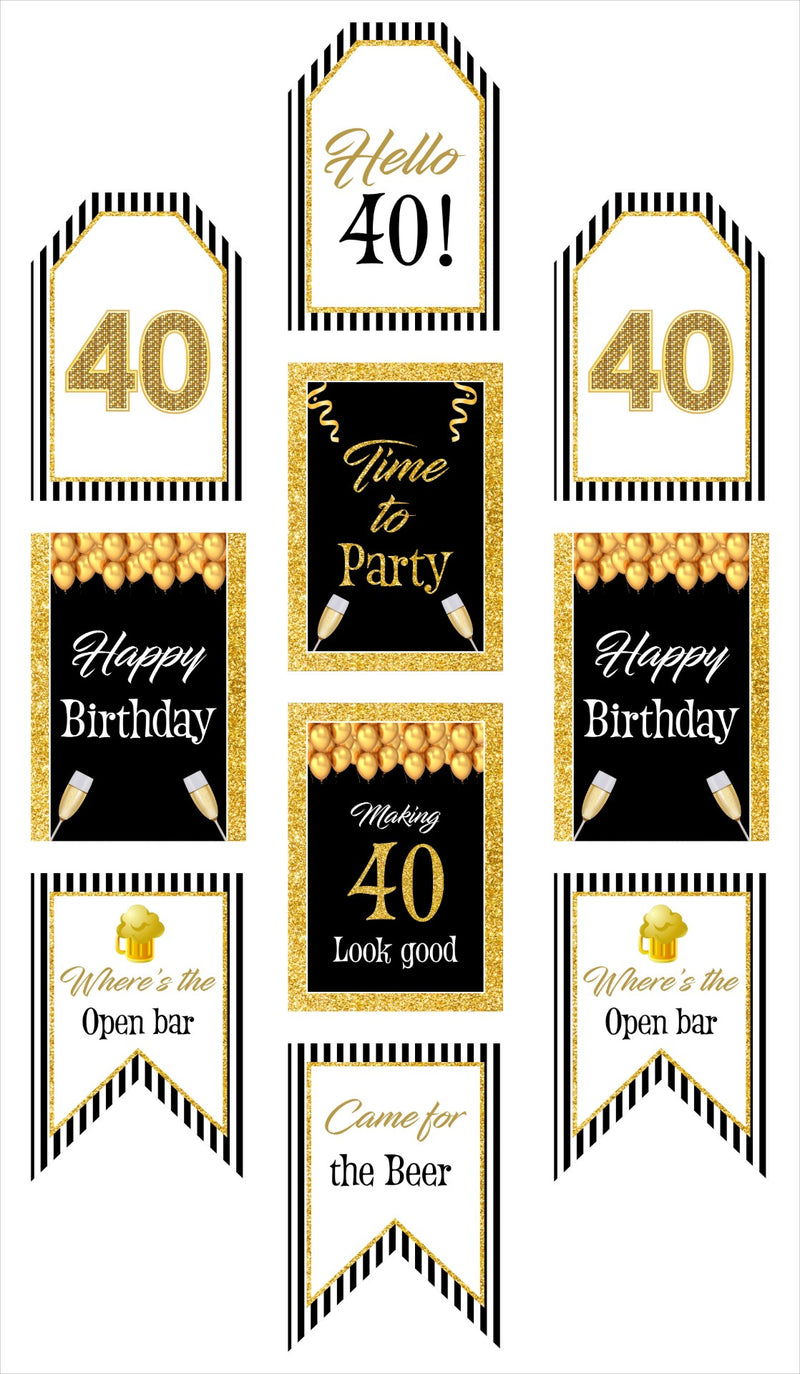 40th Birthday Paper Door Banner for Wall Decoration 