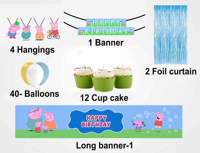 Peppa Pig Theme Birthday Party Decoration Kit