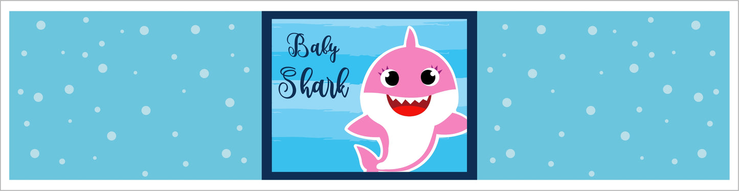 Baby Shark Theme Water Bottle Labels