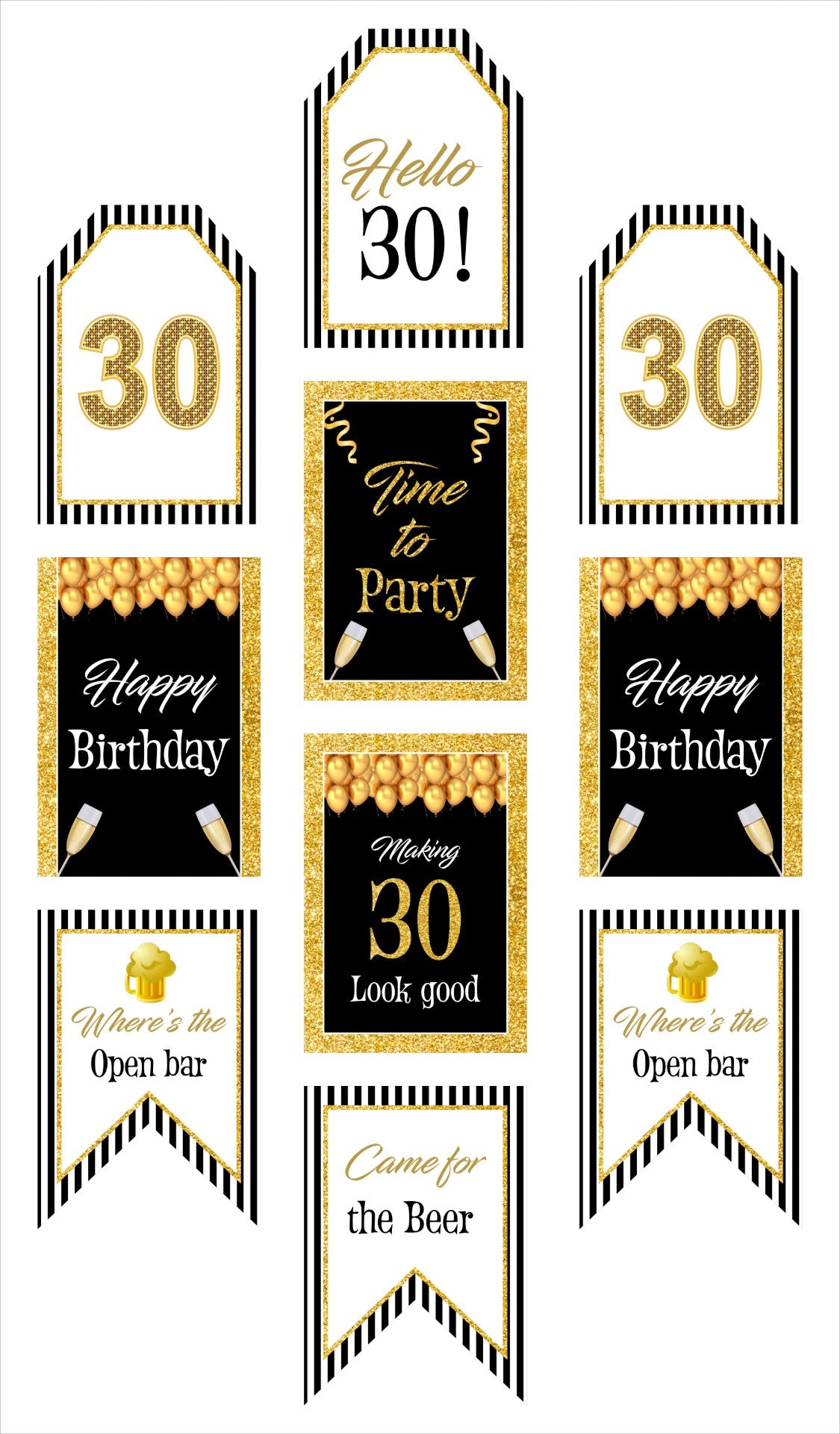 30th Birthday Paper Door Banner for Wall Decoration 