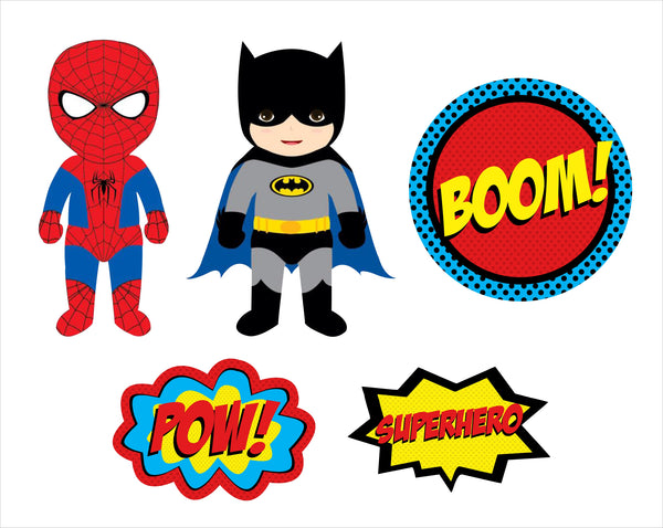 Super Hero Theme Birthday Party Cutouts 