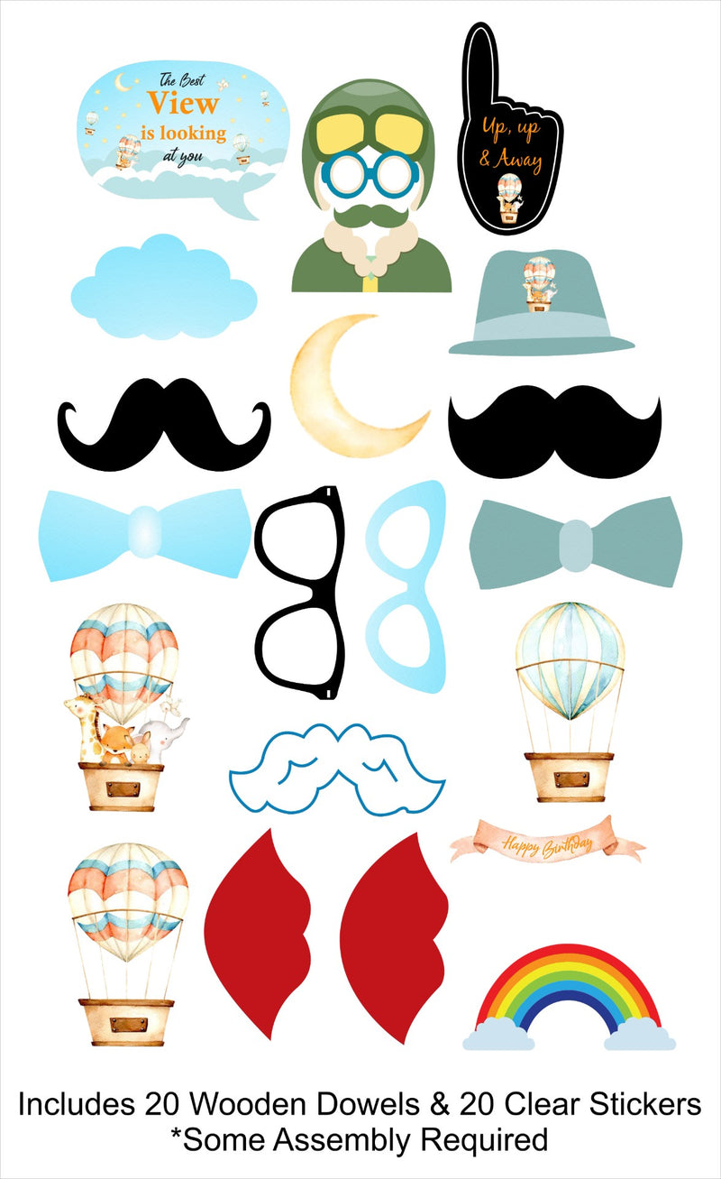 Hot Air Theme Birthday Party Photo Booth Props Kit