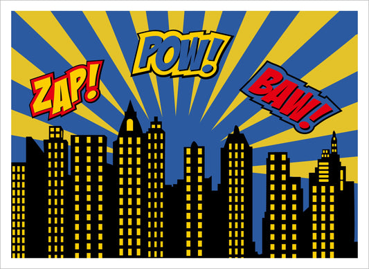 Super Hero Theme Birthday Party Backdrop 