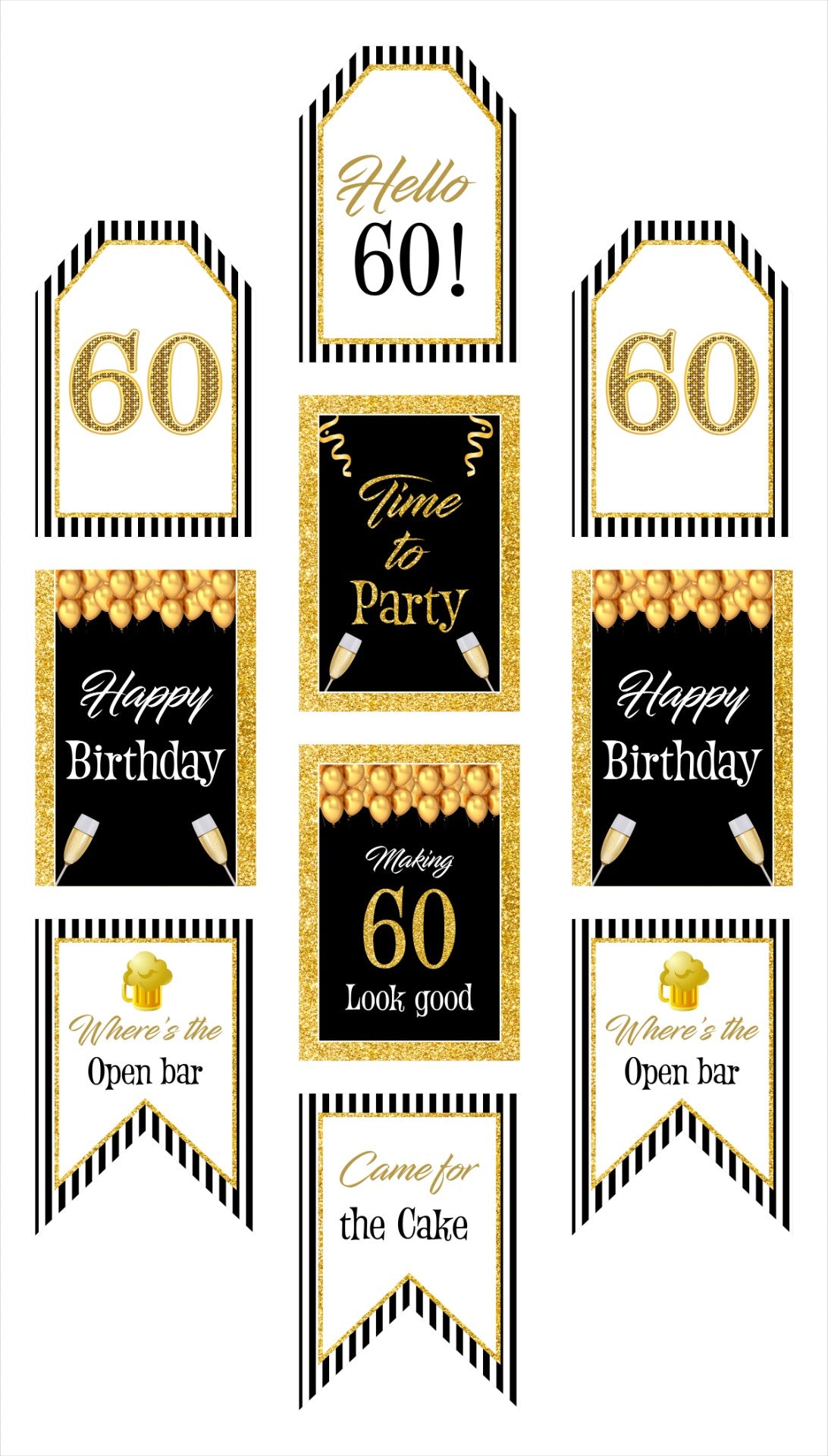 60th Birthday Paper Door Banner for Wall Decoration 