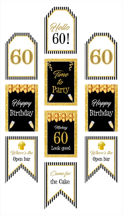 60th Birthday Paper Door Banner for Wall Decoration 