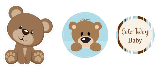 Cute Teddy Theme Welcome Baby Cupcake Toppers for Decoration 