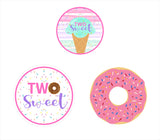 Two Sweet Theme Birthday Party Cupcake Toppers for Decoration 