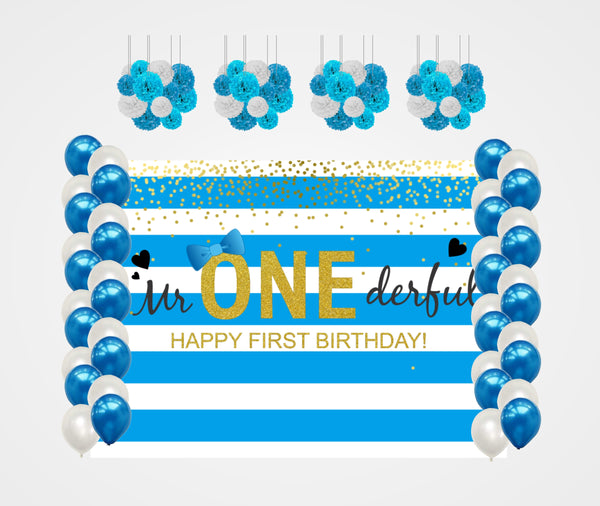 One Is Fun  First Birthday Complete Decoration Kit For Boys