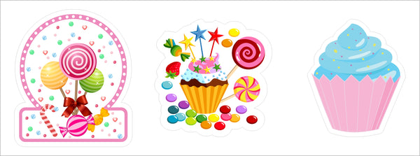 Candy Land Theme Birthday Party Cupcake Toppers for Decoration