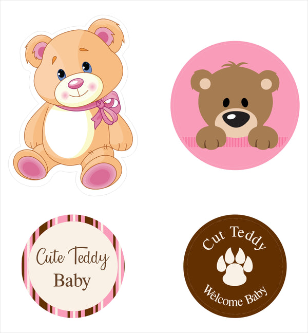 Cute Teddy Theme Welcome Baby Girl Theme Hanging Set for Decoration 