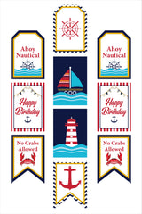 Nautical Ahoy  Theme Birthday Paper Door Banner for Wall Decoration 