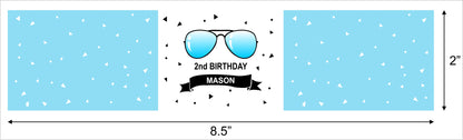 Two Cool Theme Birthday Party Water Bottle Labels  