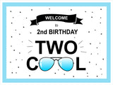 Two Cool Theme Birthday Party Welcome Board 