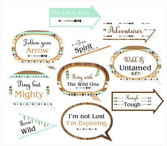 Wild One Birthday Party Photo Booth Props Kit
