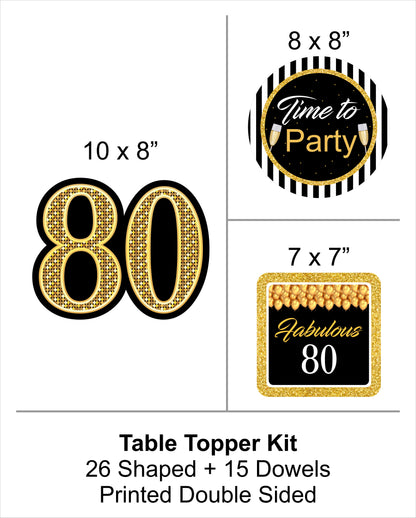 80th Birthday Party Table Toppers for Decoration 