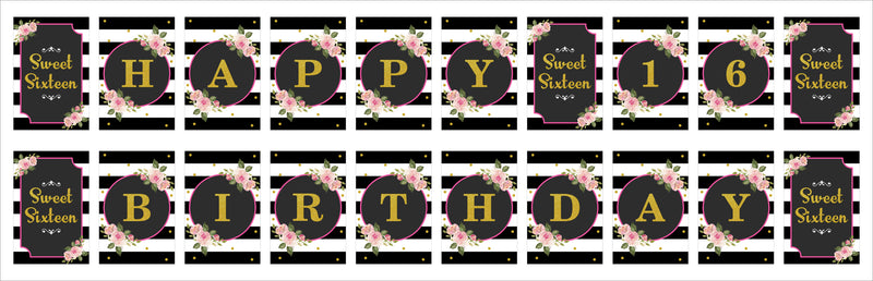 16th Birthday Party Banner for Decoration