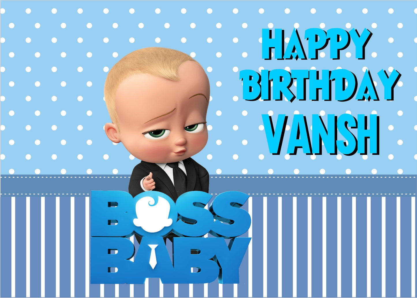 Personalize Boss Baby Birthday Party Backdrop Banner