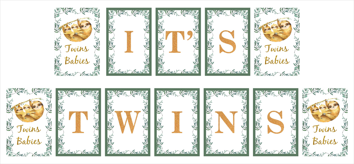 Twins Baby Theme Birthday Party Banner for Decoration