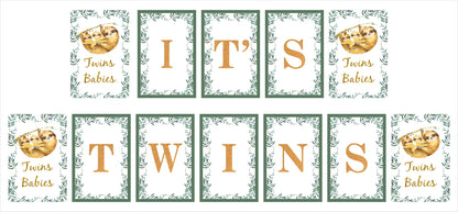 Twins Baby Theme Birthday Party Banner for Decoration