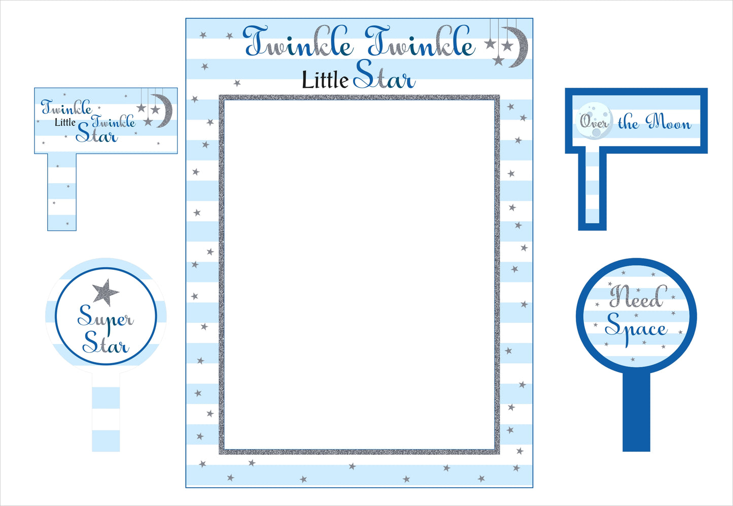 Twinkle Twinkle Little Star Theme Birthday Party Selfie Photo Booth Frame & Props