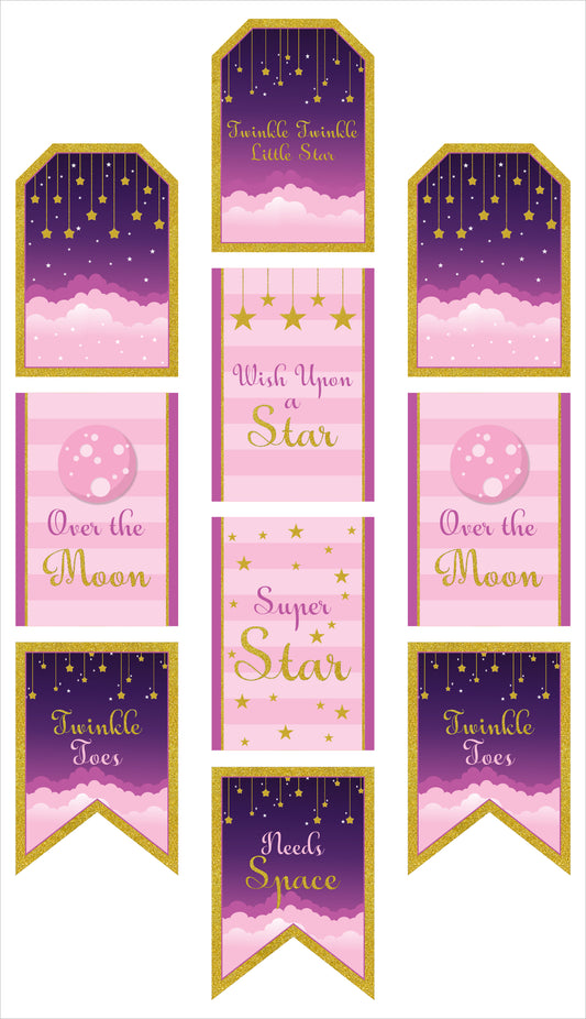 Twinkle Twinkle Little Star Theme Birthday Party Paper Door Banner for Wall Decoration