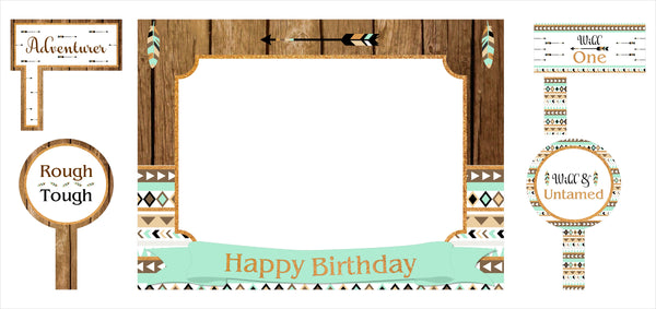 Wild One Birthday Party Selfie Photo Booth Frame & Props