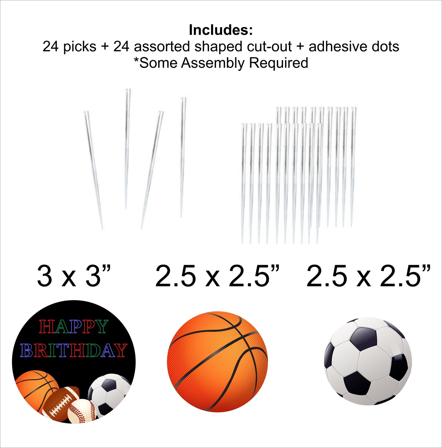 Sports  Theme Birthday Party Cupcake Toppers for Decoration 