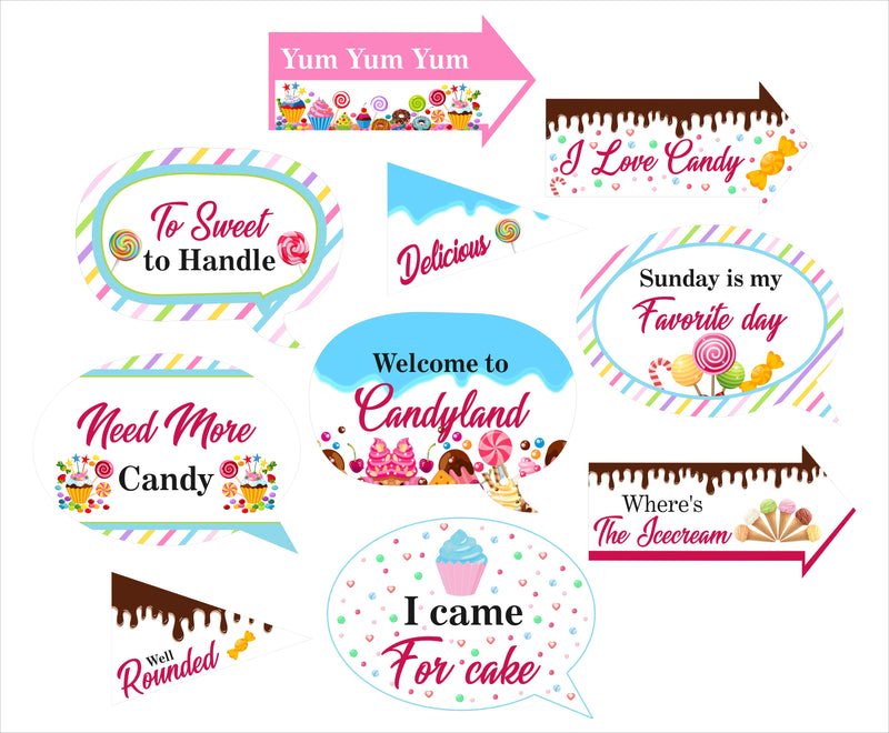 Candy Land Theme Birthday Party Photo Booth Props Kit