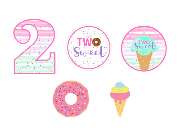 Two Sweet Theme Birthday Party Cutouts 