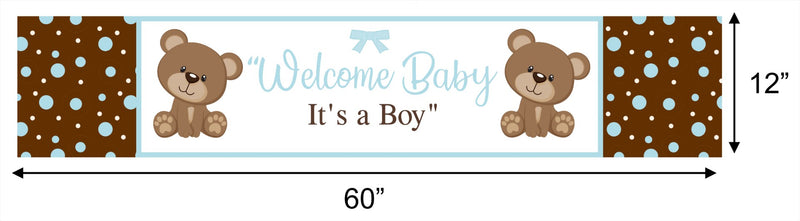 Cute Teddy Theme Welcome Baby Long Banner for Decoration