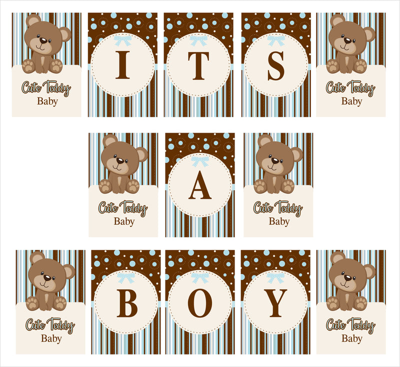 Cute Teddy Theme Welcome Baby Banner for Decoration