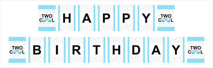 Two Cool  Second Birthday  Boys Happy Birthday Banner For Decoration