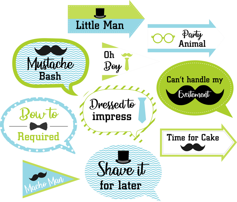 Little Man Theme Birthday Party Photo Booth Props Kit