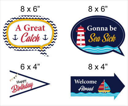 Nautical Ahoy Theme Birthday Party Photo Booth Props Kit