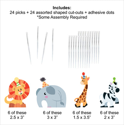 Jungle Theme Birthday Party Cupcake Toppers for Decoration