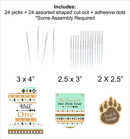 Wild One Birthday Party Cupcake Toppers for Decoration